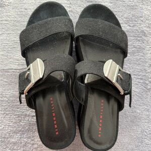 Simon Miller Black Mules with Silver Accent